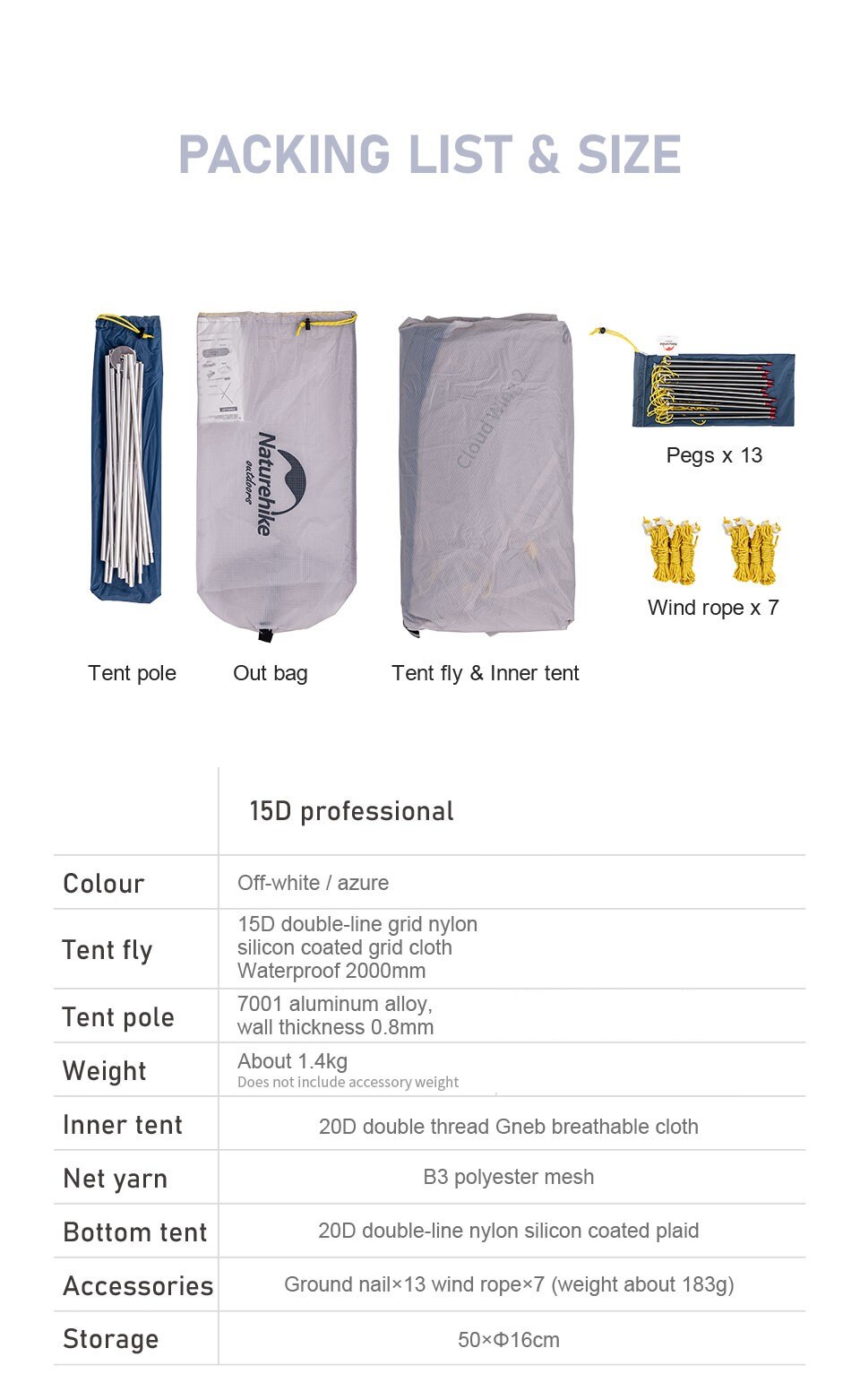 Cheap Goat Tents  CloudUp Wing 2 Person 15D Nylon Double layer Tent Outdoor Camping Sun Protection Rainproof Portable Ultralight Tent Tents 